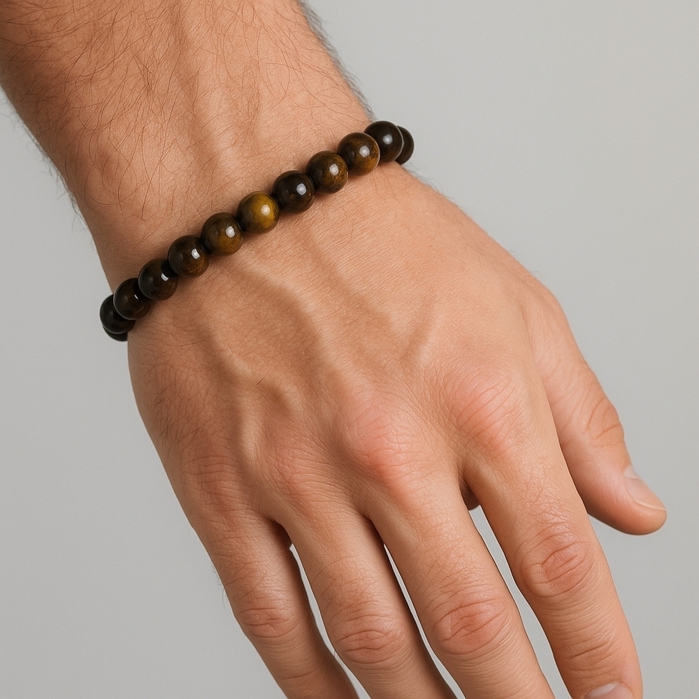 Tiger Eye Beaded Bracelet Unisex - Picture 5 of 7